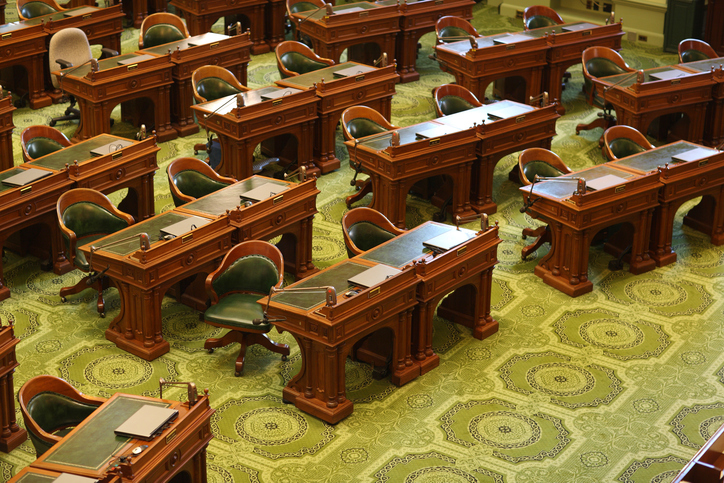 "California state capitol building interior, State Assembly room."
