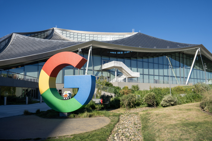 Exterior view of Google's new Bay View campus, an all-electric campus totaling 1.1 million square at its headquarters in Mountain View, California.